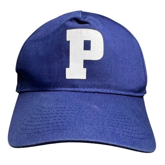 Vtg Initial Screenprinted P Hat Cap Snapback 90s Baseball Blue White Unisex Paul - Picture 2 of 11